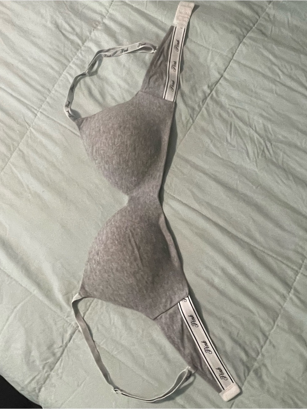 Seamless Victoria Secret Grey Molding Bra with Branded Elastic Band